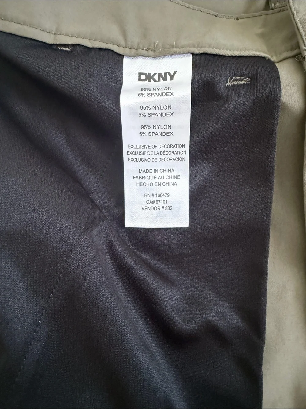 DKNY Olive Green Chinos with Black Logo Web Belt